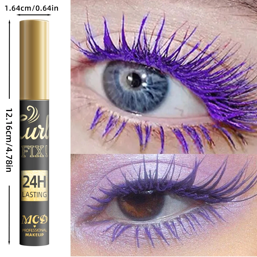 1PC Mascara arricciacapelli colorato Impermeabile ad asciugatura rapida Estensione ciglia Ciglia multicolori Occhi Trucco coreano Durata Blu Bianco