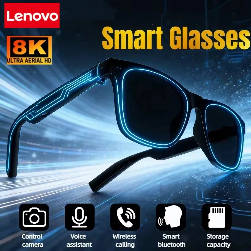 

Lenovo AI Smart Glasses Bluetooth Call Music Touch Control Surround Sound Noise Canceling Photography For Study Outdoor Travel