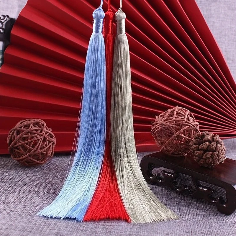20cm Solid Color Ice Silk Anti-crease Tassel Spike DIY Handmade Material Antique Hair with Cheongsam Pressing Flap Hanging Spike