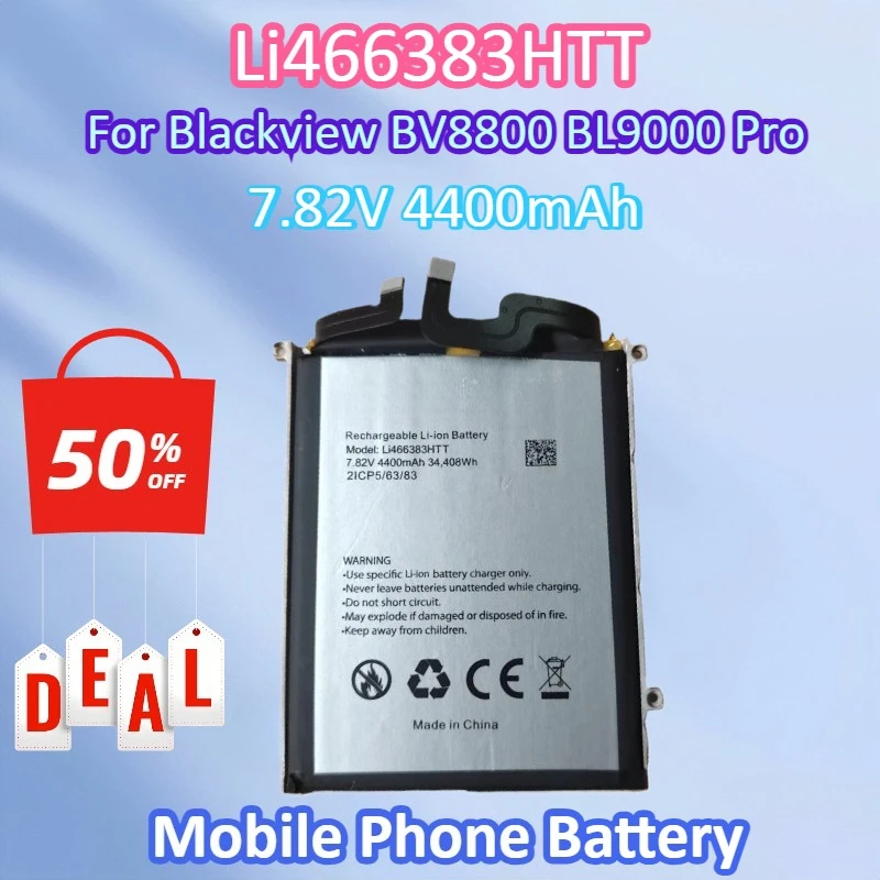 

New Li466383HTT 7.82V 4400mAh Battery for Blackview BV8800 BL9000 Pro 2ICP5/63183 Mobile Phone Batteries