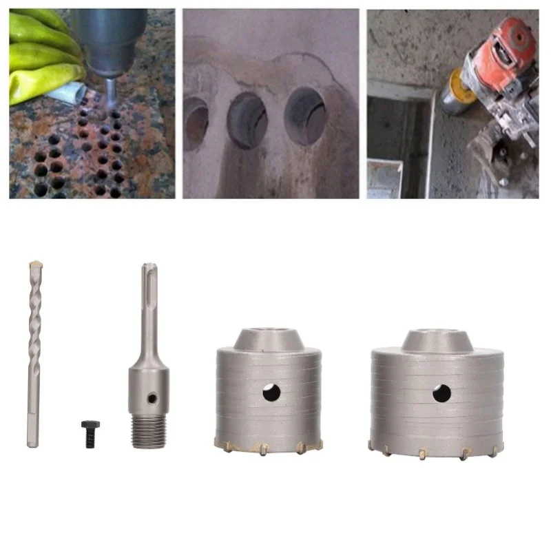 

Набор кольцевых пил для бетона, 5 шт., 45 # Набор сверл из стали YG8 из сплава для каменных камней, кирпичей