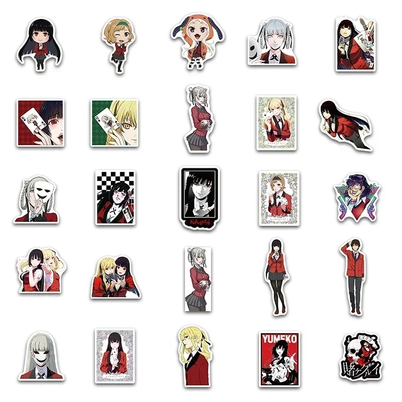 50Pcs Anime Kakegurui - Compulsive Gambler Series Stickers Suitable for Laptop Helmets Desktop Decoration DIY Graffiti Stickers