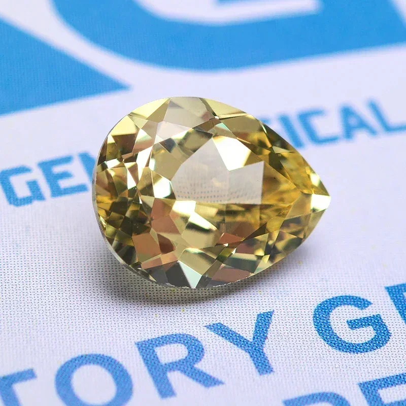 Lab Grown Sapphire Canary Yellow Color Pear Shape Top Quality Charm Beads Selectable AGL Certificate for Diy Jewelry Making Ring