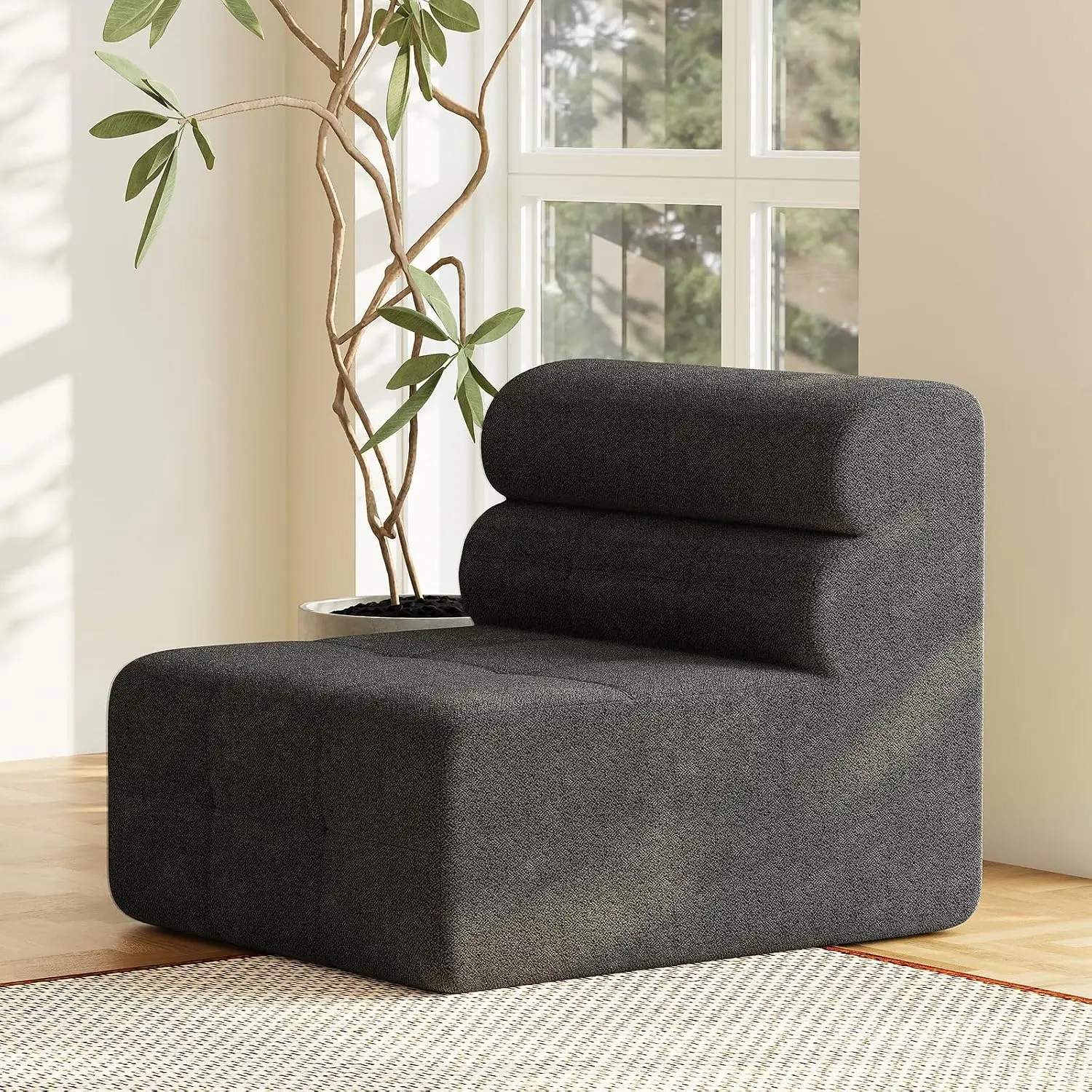 Modular Cloud Sectional Sofa with Ottoman & High Backrest, Modern Boneless Living Room Corner Sofa 36 Inches, Customized