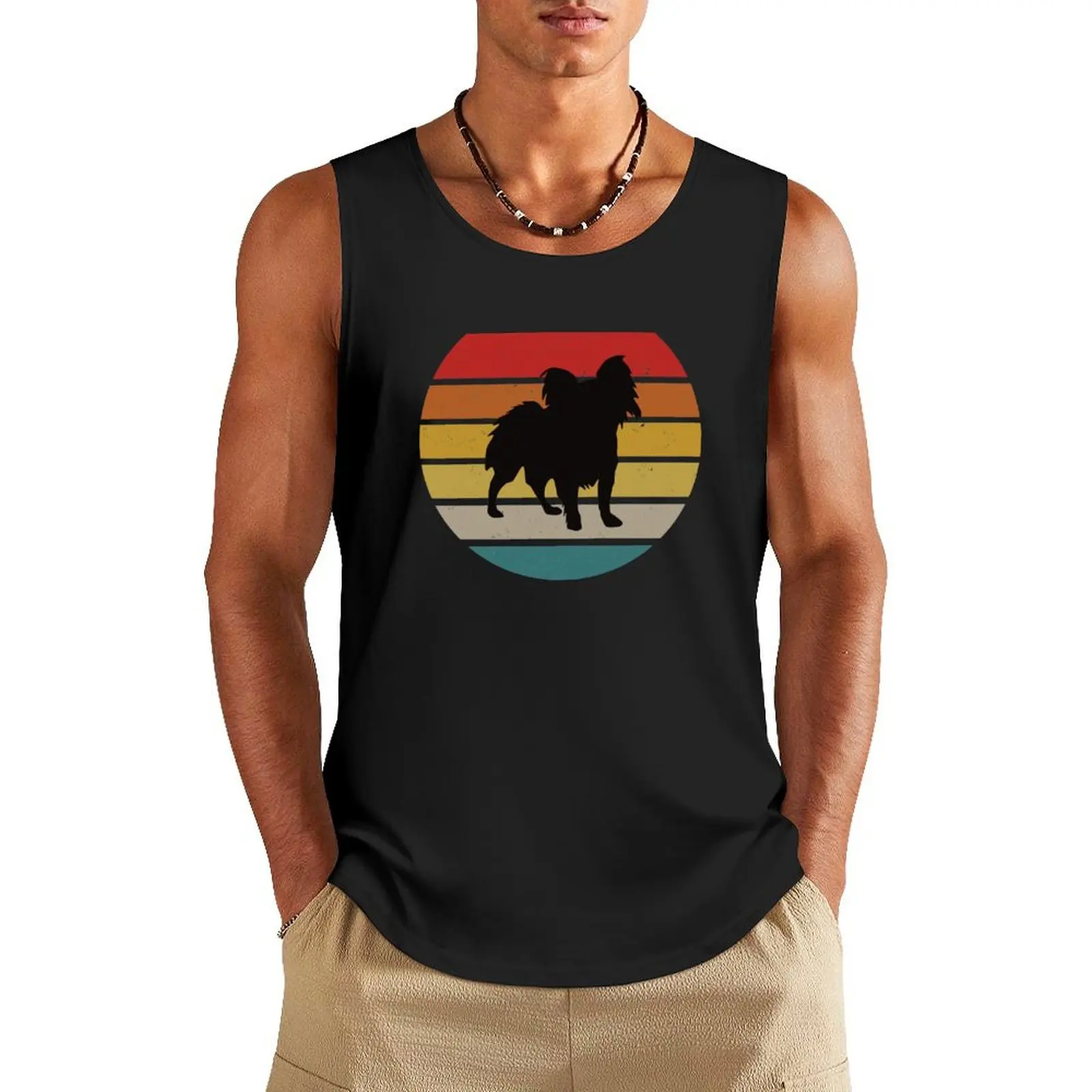 

vintage papillon dog Tank Top Men's gym Clothing Men's summer clothes