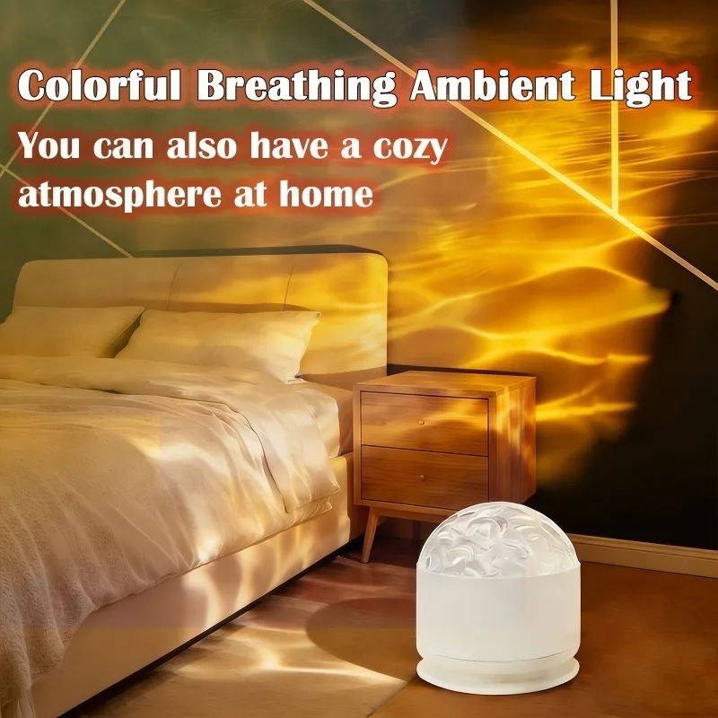 16 Colors Ocean Wave Projector Lamp USB Plug RGB Water Ripple Night Light with Remote Bedroom Room Ambient Lighting Home Decor