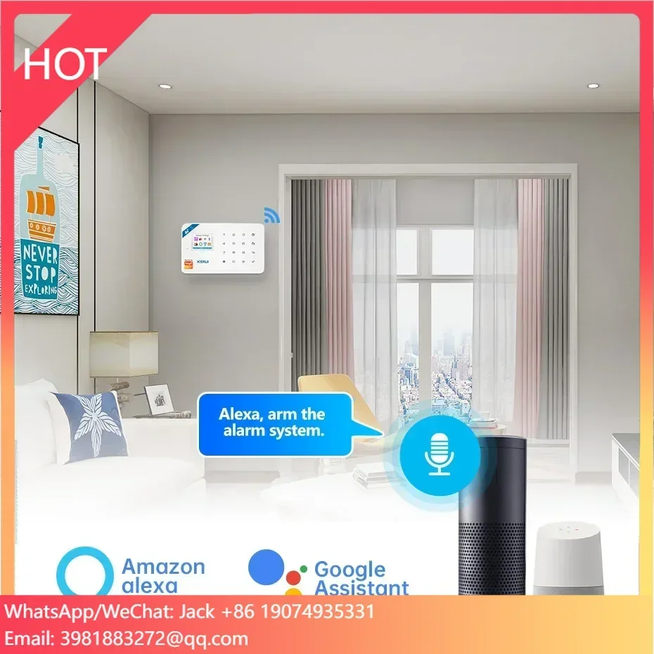 

KERUI W184 4G WIFI GSM Home Security Alarm System Works With Alexa Home Tuya Smart Camera Wireless Door Sensor Burglar Alarm Kit