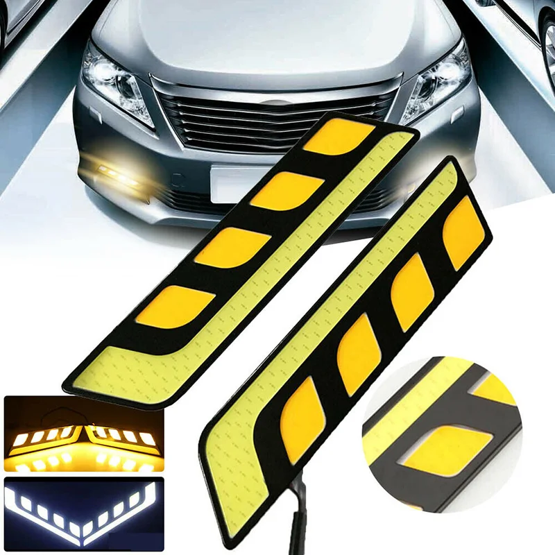 1PC LED COB Fog Lamp Car Daytime Running DRL Waterproof With Turn Signal Light