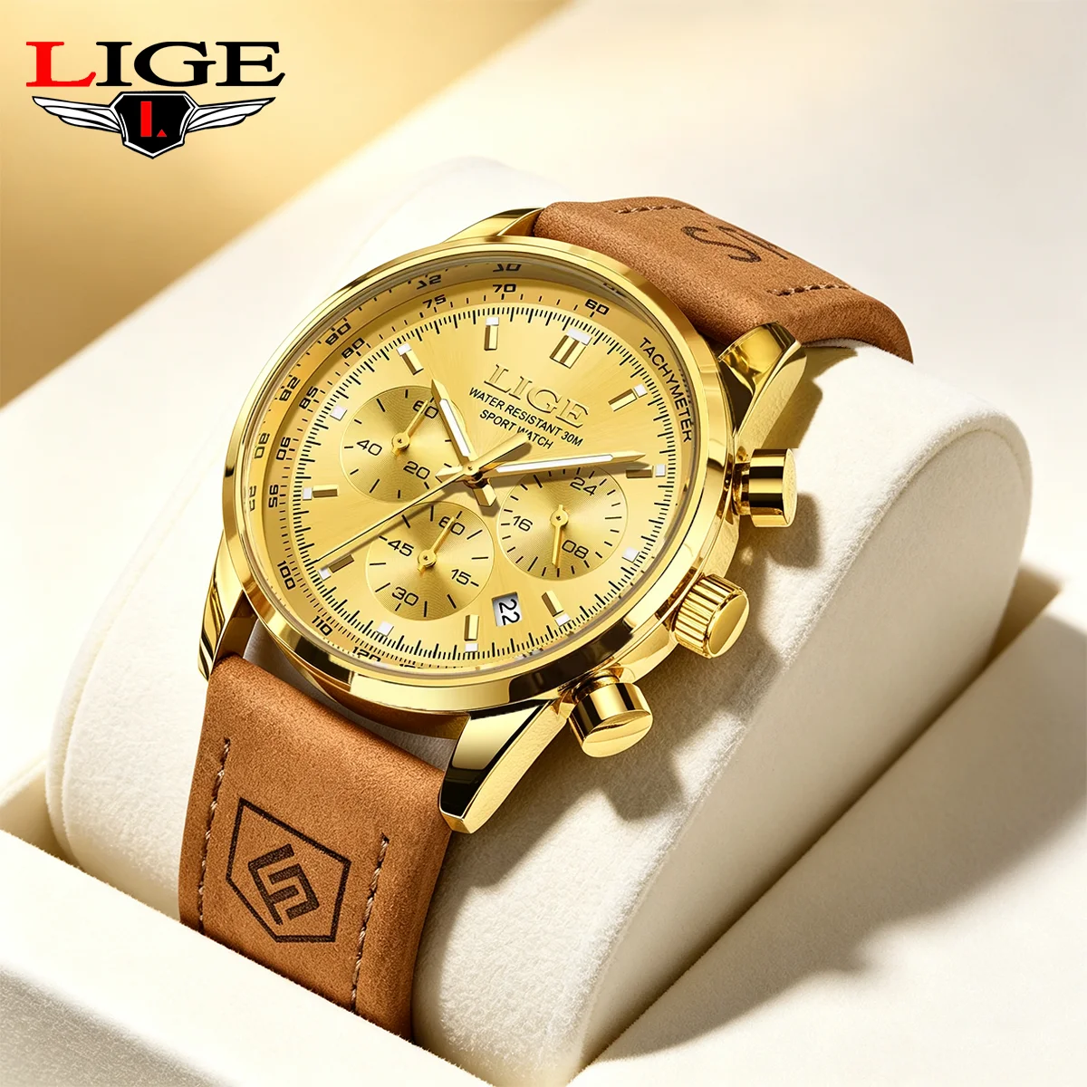 LIGE Top Brand Luxury Quartz Watches for Men Military Man Watches Chronograph 30M Waterproof Luminous Clock Gifts Reloj Hombre