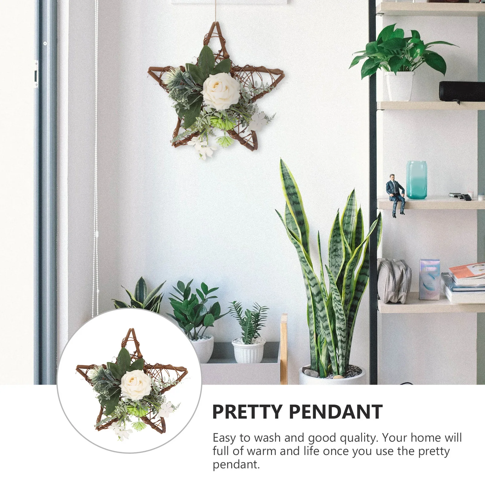 

1Pcs Simulation Flower Pendant Realistic Pentagram Shape Fake Flower Hanging for Home Wall Decor Indoor Outdoor Holiday Party