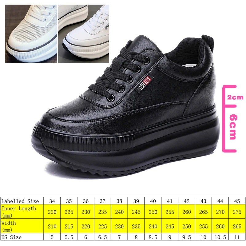 Sapatilhas de couro genuíno para mulheres, sapatos de malha aérea, apartamentos de lazer, primavera, outono, verão, casual, 8cm