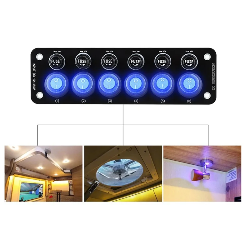 AB46-1 Piece Car Switch Combination Panel Multi-Switch Control Panel Universal Car RV Marine