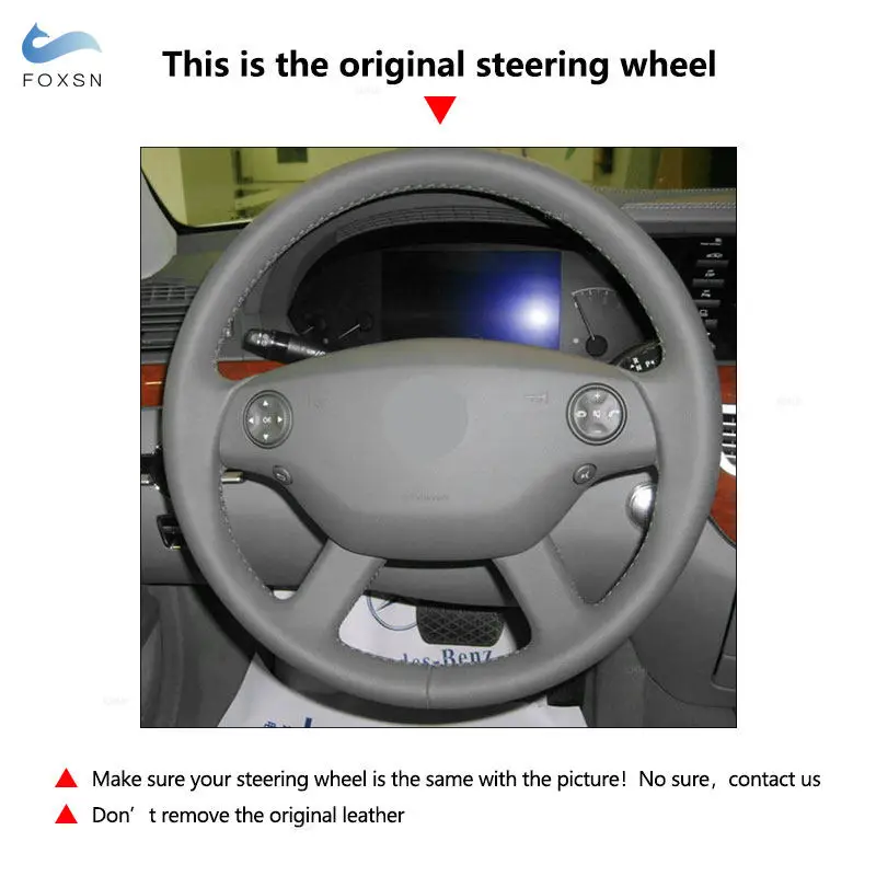 اكسسوارات السيارات اليد الخياطة غطاء عجلة القيادة الكسوة لمرسيدس بنز S الفئة W221 CL-Class C216 2006 2007 2008 2009 2010 #5