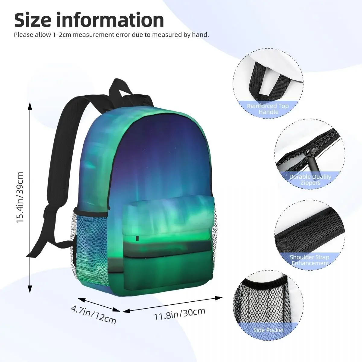 Beautiful Northern Lights Backpacks Teenager Bookbag Casual Students School Bags Travel Rucksack Shoulder Bag Large Capacity