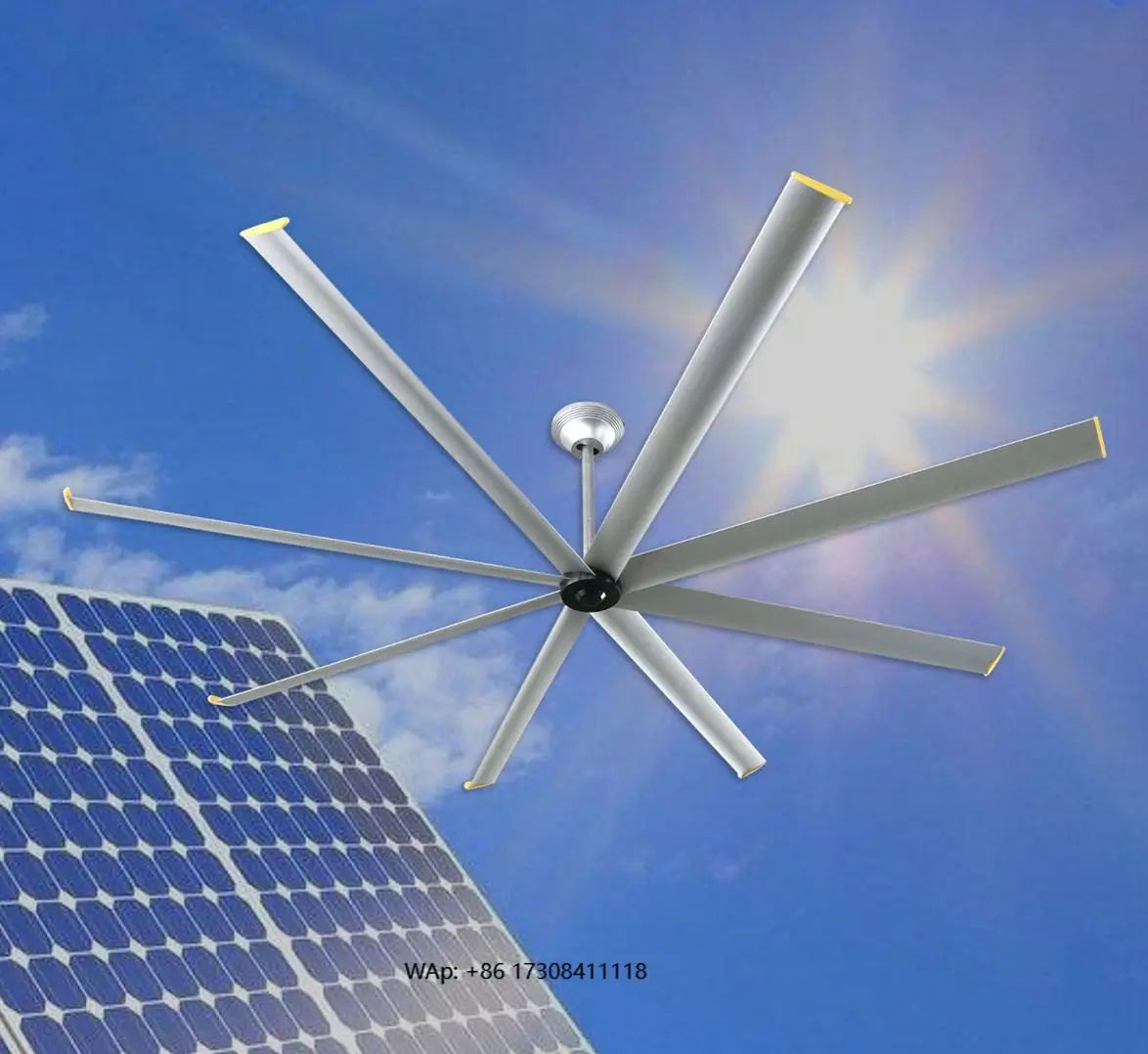 Ventilador de techo para casa de vacas, granero de caballos, refrigeración y circulación de aire, alimentado por energía Solar, PMSM, ventilador comercial de culo grande de 10 pies