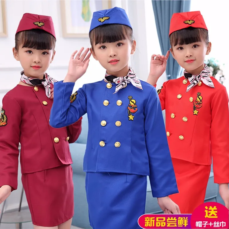 

New Children's Air Force Pilot Uniform Children's Captain Role Professional Experience Clothing Stage Show Fashion Performance C