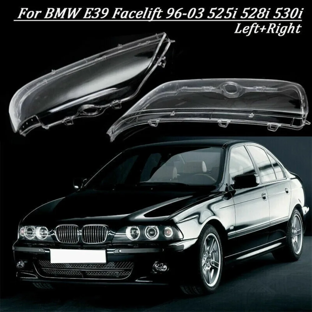 2pcs Left &Right For BMW E39 facelift 4-Door 1996-2003 Car Headlight Lens Headlamp Lens Cover 63128375301 63128375302