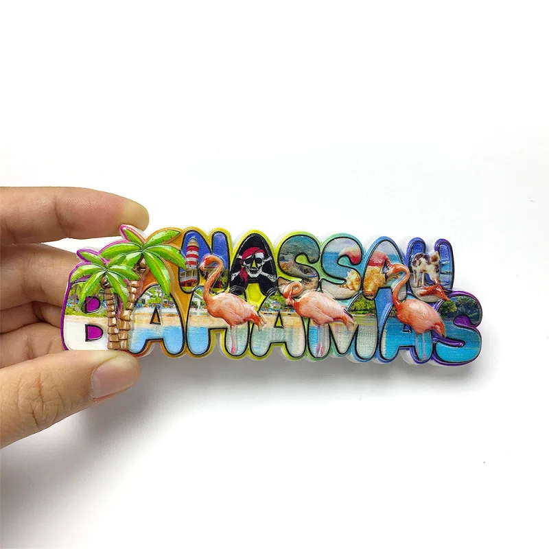 

Bahamas Nassau Flamingo Palm Tree 3D Resin Fridge Magnet Refrigerator Magnets Aimants Frigo Home Decor Items Room Decoration
