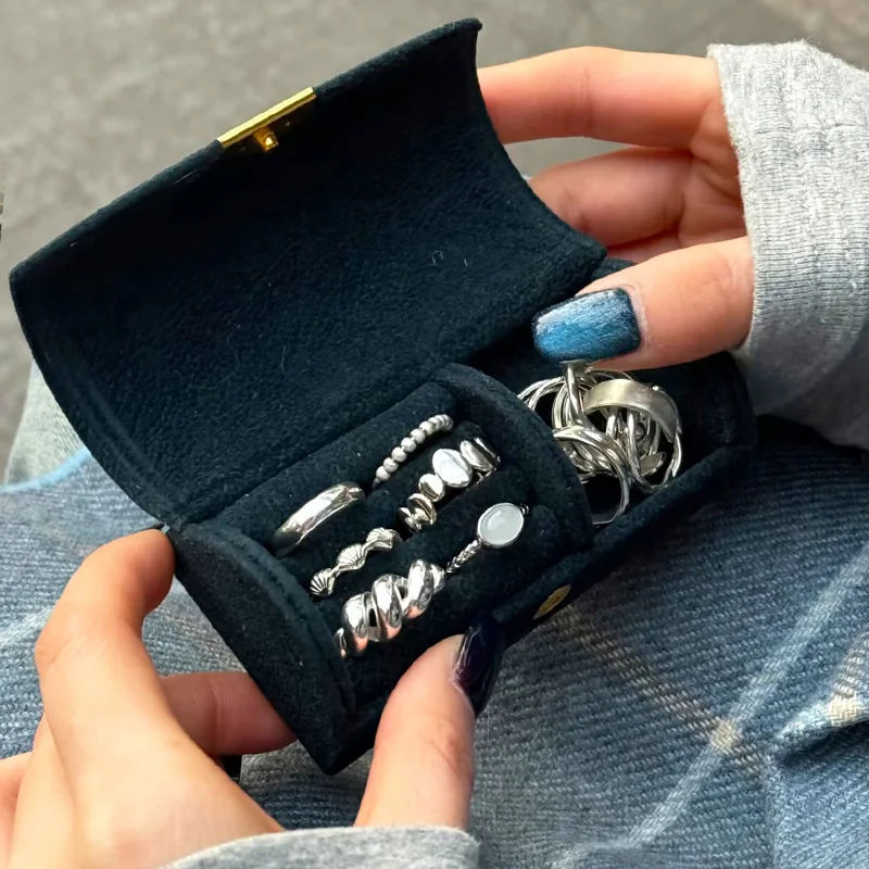 

Arch Jewelry Storage Boxes Suede Surface Anti-oxidation Light Organizer Case for Women Earrings Rings Arch Velvet Jewelry Case