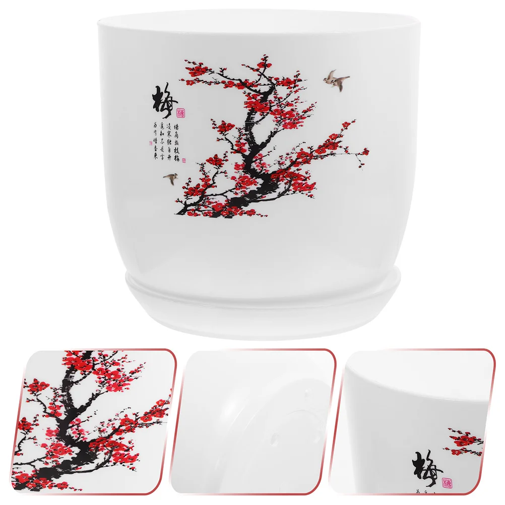 

1Set Resin Flower Pot Nursery Planter with Drainage Hole Tray Succulent Plant Container Garden Balcony Indoor Outdoor