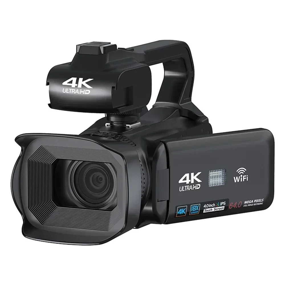 4K 60FPS Professional Camcorder for Photography 64MP WiFi Livestream webcam Video Camera 18X Digital Zoom YouTube Vlog Recorder