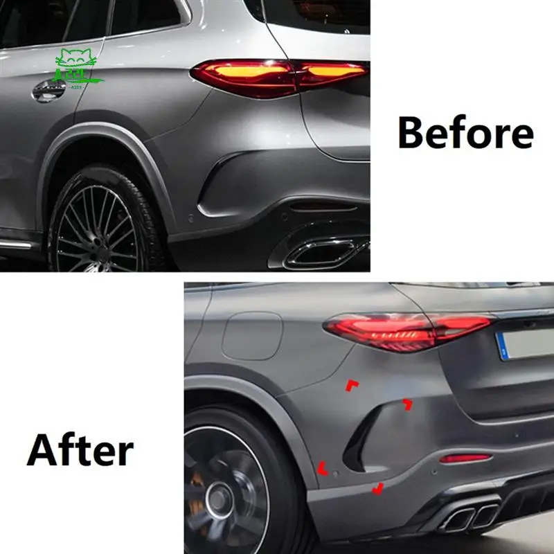 

A22E-For Mercedes Benz GLC Class X254 AMG Line 2023 2024 Rear Bumper Trim Lip Spoiler Fender Canards Fins, Black