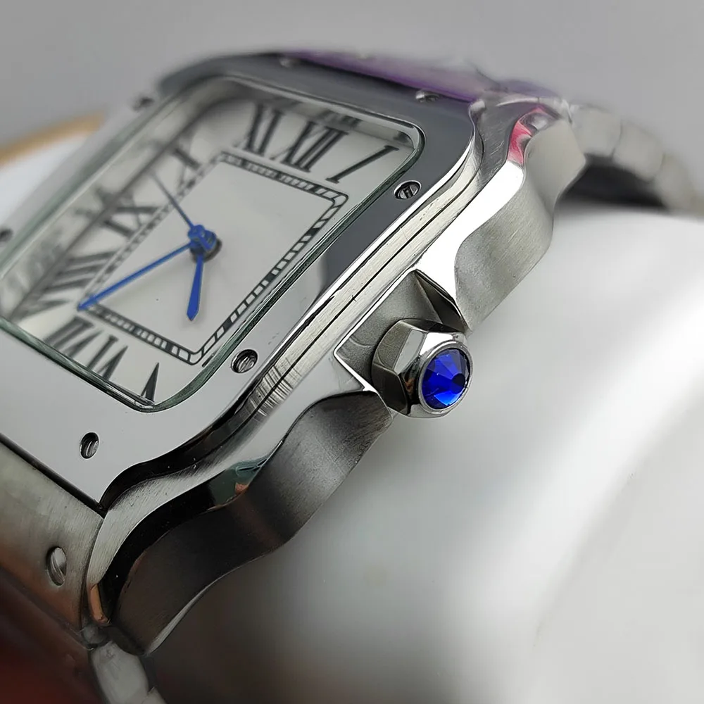 Orologio NH35 con cassa quadrata, orologio da uomo con fibbia pieghevole, quadrante romano S, orologio meccanico in acciaio inossidabile, adatto al movimento NH35