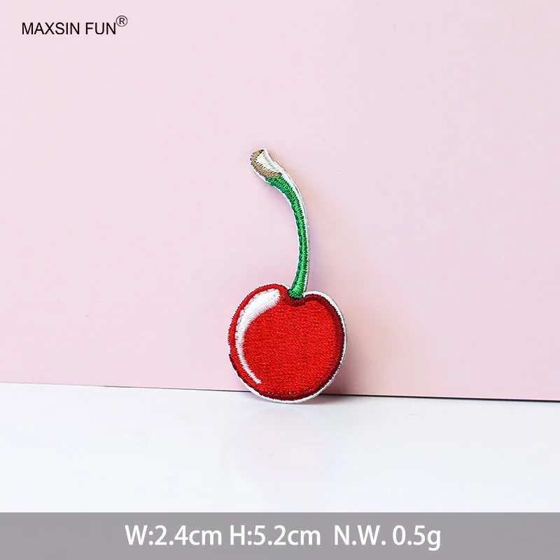 Cherry Fruit Embroidery Iron on Patch for Clothing School Bag Mobile Phone Case Accessories 3 Forms Self-adhesive DIY Decorative