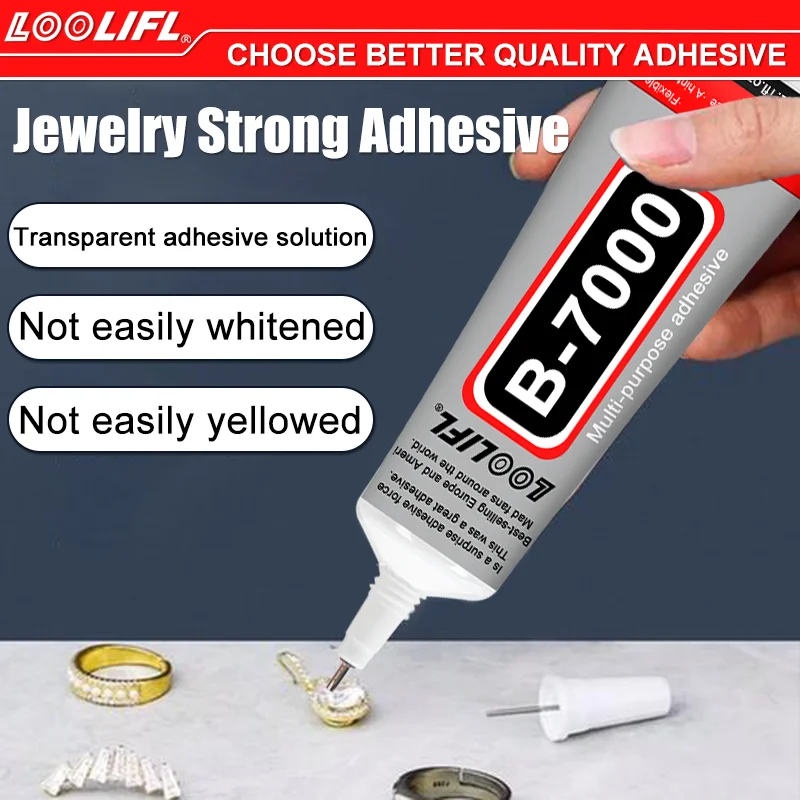 B - 7000 pegamento transparente adequado para artesanatos de diamantes de água, jóias e adesivos de contas pegamento de alta viscosidade tela de telefone móvel reparação de unhas de pedra metálica DIY