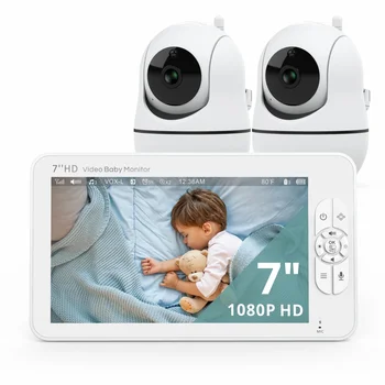 Babystar 7" HD Dual Camera Video Baby Monitor, 2 Cameras Split Screen No WiFi,…
