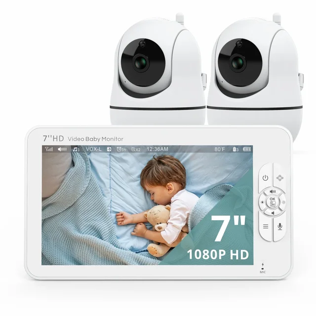 Babyphone Con Videocamera 7 Pollici BabyStar - 1080p HD, Visione Notturna, Audio Bidirezionale, Autonomia 22 Ore