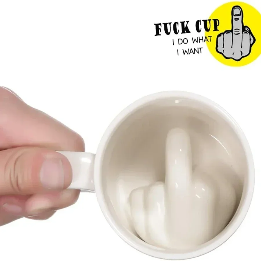 300ML Middle Finger Mug White Funny Ceramic Mug Creative Design Ceramic Mug Stirring Coffee Milk Mug Party Drinks