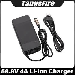 Cargador de batería de litio inteligente de 58,8 V, 4A, 14Series para paquete de batería de iones de litio de 52V, cargador seleccionable con enchufe de alta calidad para UE/EE. UU./AU/ru/KR