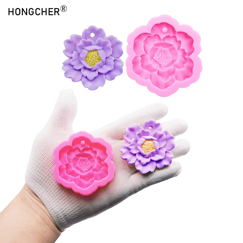 Pfingstrose Rose Schrank Gips Aromatherapie Anhänger Silikonform Blume Auto Rückspiegel Dekoration Anhänger Tropfformen