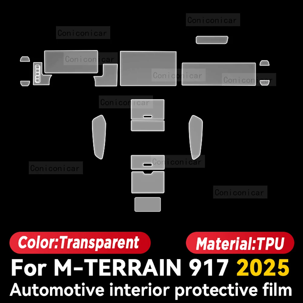 TPU For M-TERRAIN 917 2025 Transparent Protective TPU Film Car Interior Central Control Navigation Panel Accessories Sticker