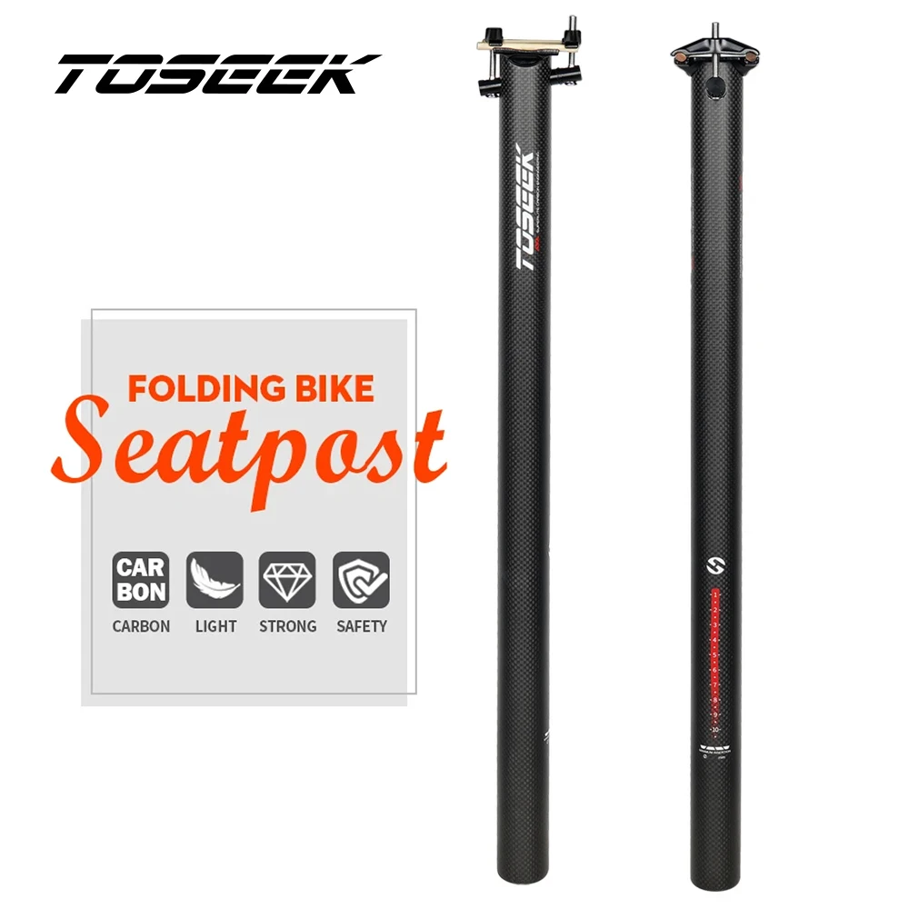 

TOSEEK Ultralight Carbon Seatpost 31.8/33.9/34.9mm Matte Black Folding Bike Seat Post Length 600mm Seat Tube Bicycle Parts