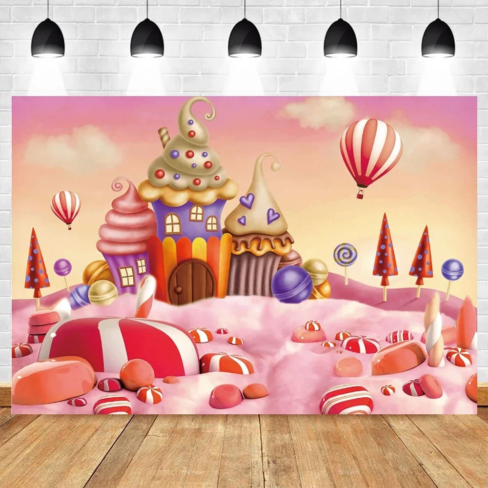 Donut Candy Castle Photography Background Lollipop House Baby Shower Photo Birthday Party Photo Background Props Vinyl Banner