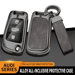 Zinc alloy leather car remote control key fob protective case for Audi A3 8P 8V 8L S3 RS3 Q3 TT Q2 protective key fob case