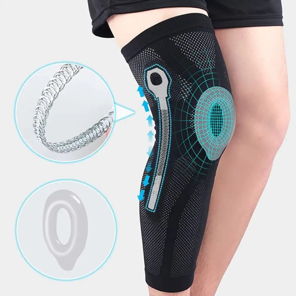 

Patella Gel Pads Leg Compression Sleeve Long Kneepad Lengthen Knee Brace Support Non-slip Side Stabilizers Knee Protector