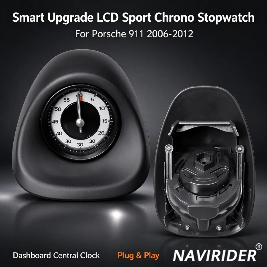 Smart Upgrade LCD Sport Chrono Stopwatch Dashboard Central Clock For Porsche 911 2006-2012 Car Interior Modification Accessories