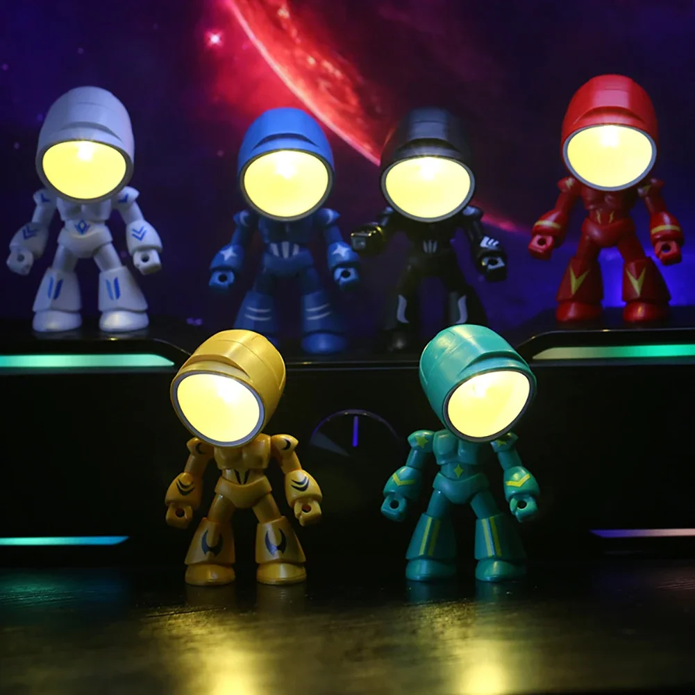 Mini luz de noche LED de dibujos animados, lámpara de escritorio de policía de héroe lindo, adorno de escritorio, luces de mesa de dormitorio de cabecera, regalos de vacaciones para niños