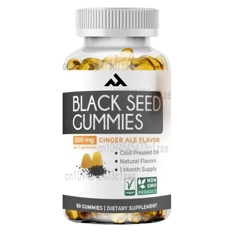 

Black Seed Oil Gummies - Natural Ginger Soda Flavor (Non GMO and Vegetarians), 60 Capsules