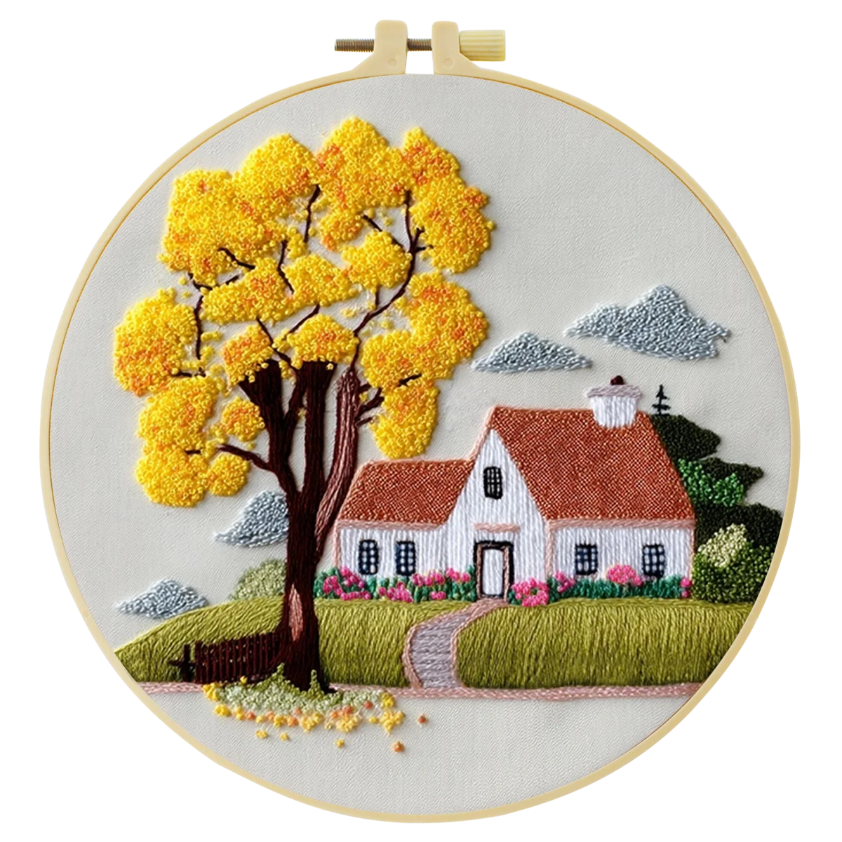 1 Stück 20X20CM/15X15CM 7,87/6,3 Zoll Baum-Stickerei-Starter-Kit DIY-Kit DIY-Stickerei-Set Handarbeiten Malerei Nähen Kunst – Detail 2