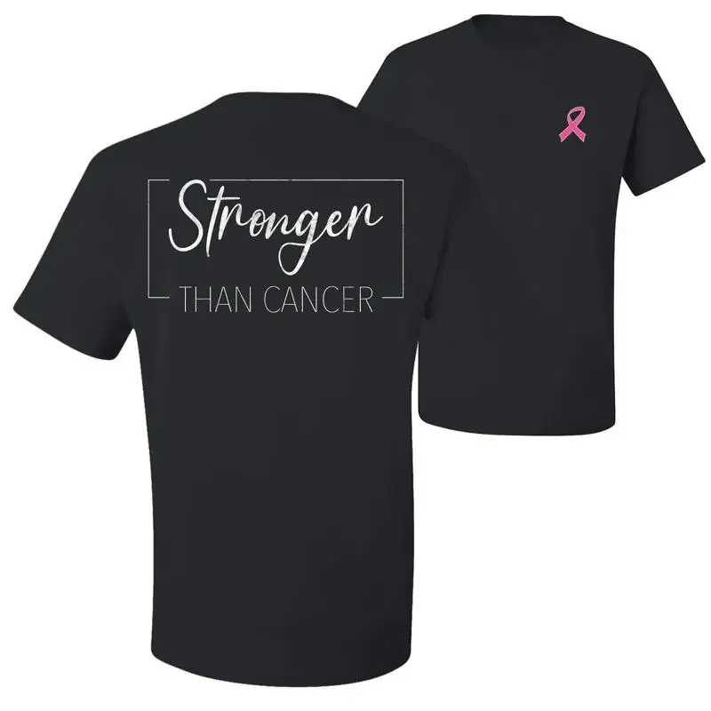 Stronger Than Cancer Distressed Front and Back Men T Shirt