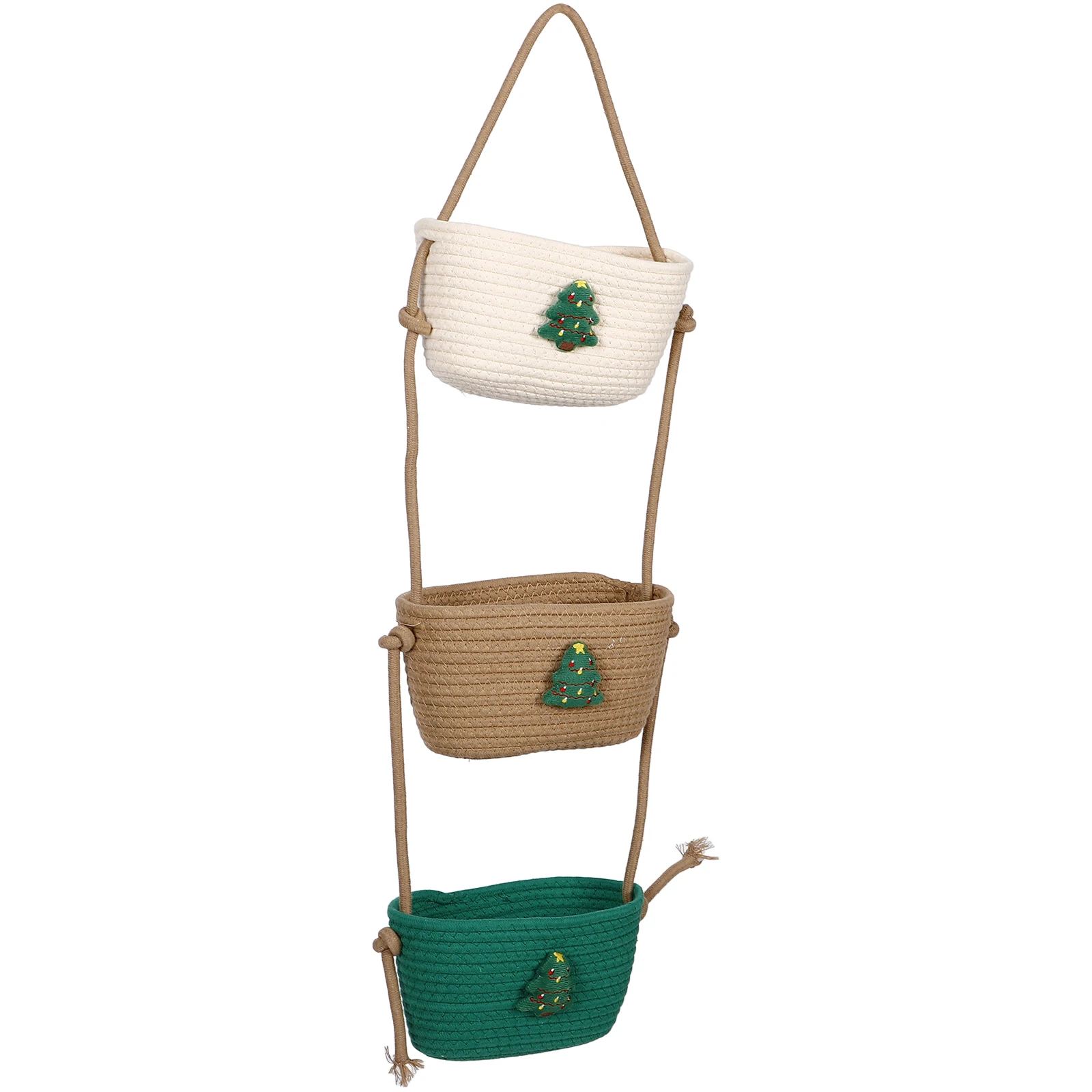 

Cotton Rope Organizer Christmas Tree Hanging Basket Wall Baskets Hangable Storage