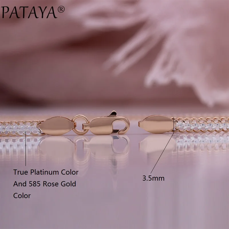 PATAYA 5mm Wide Necklace 55cm 585 Rose Gold Color Ball Bead Link Chains Fashion Jewelry Bracelets For Lover Friend Women Gifts