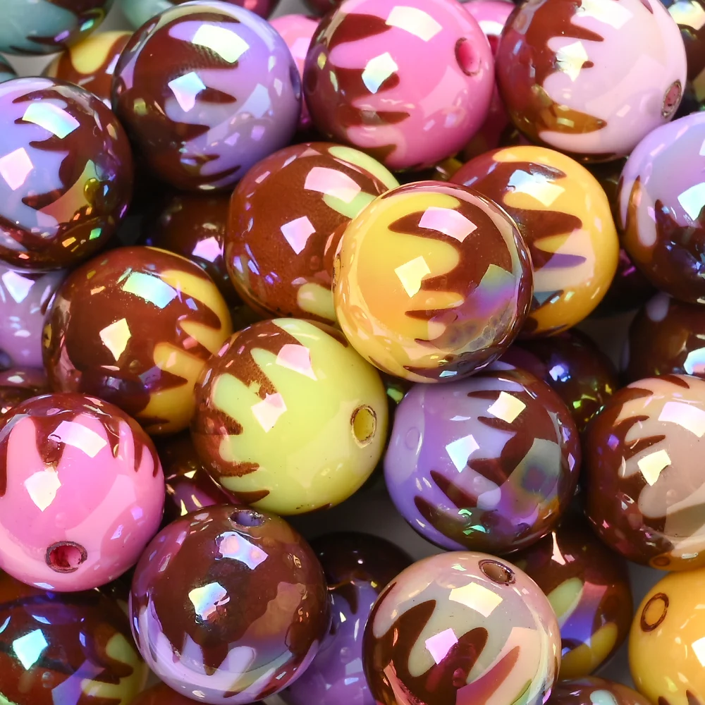 

10Pcs 16mm Color-blocking Round Beads Teether Chewable Spacer Acrylic Beads for Baby Pacifier Chain Toys Accessories