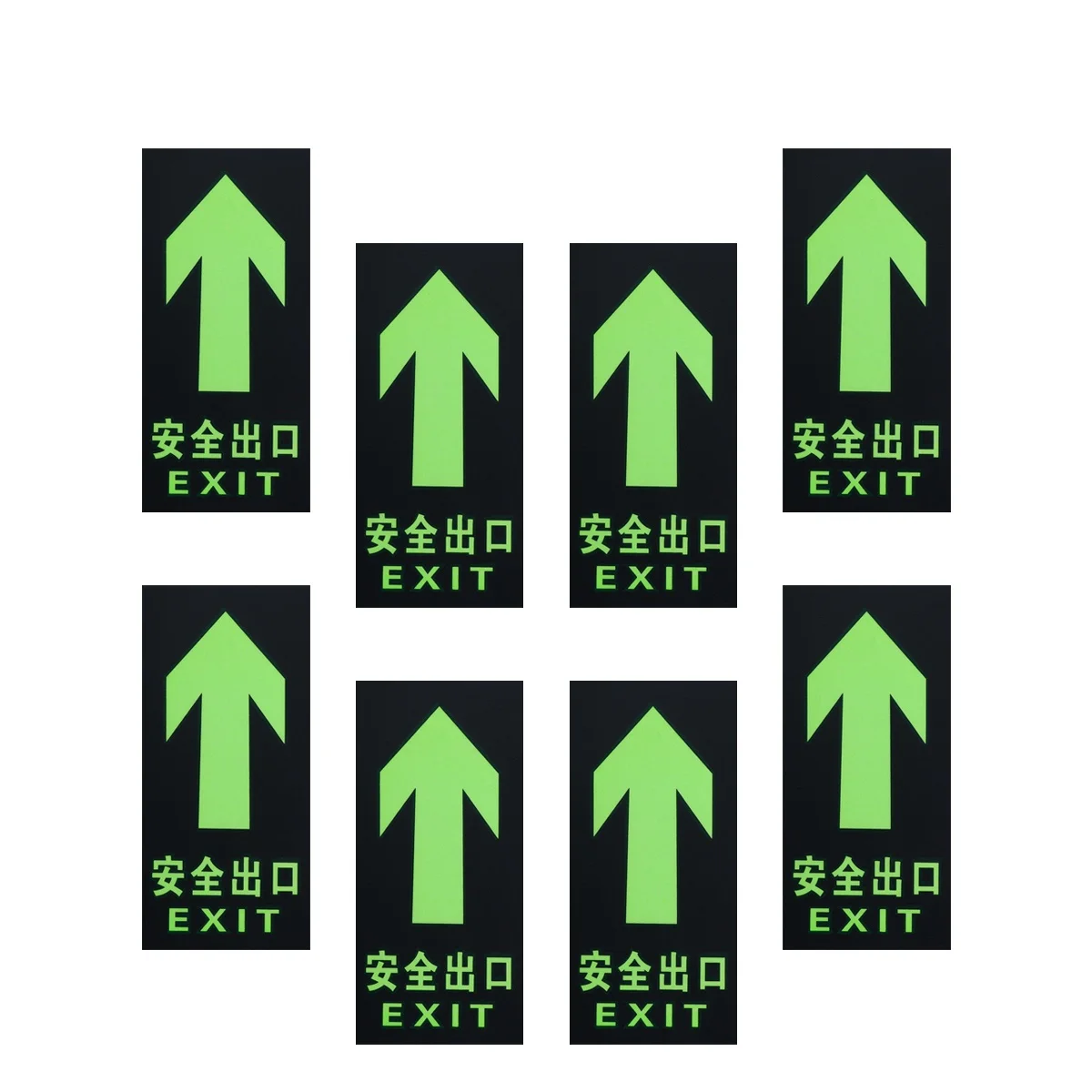 8Pcs Exit Wall Sticker Photoluminescent Luminous Safety Sign for Emergency Door Exit Indication Traffic Safety Decal