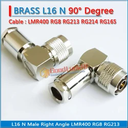 1X Pcs L16 N Male 90 Degree Right Angle Clamp For RG8 RG165 RG213 RG214 LMR400 7D-FB Cable RF Connector Solder Coaxial Adapters