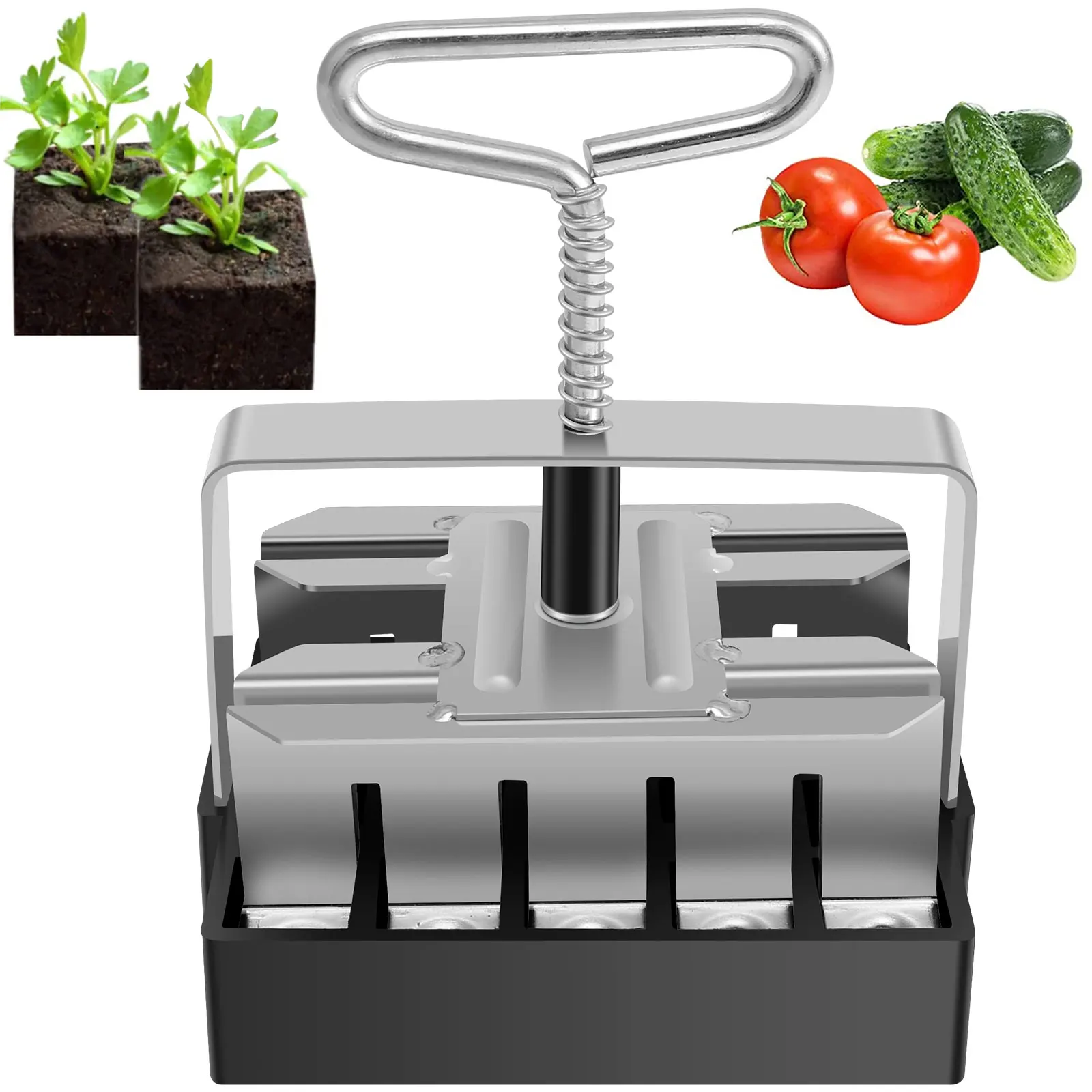 Mini Soil Blocker 3/4inch 20 Cell Manual Soil Block Maker Handheld Seed Block Maker Tool Metal Garden Micro Soil Blocking